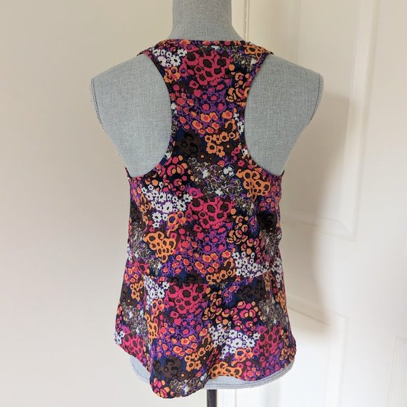 [Material Girl] Floral Zipper Front Racerback Tank - M - Picture 4 of 6